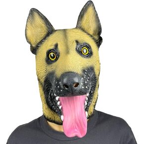 Dog Head Mask - Realistic Latex Funny Costume for Halloween, Parties & More - Ideal Christmas Gift for Adults Animal Mask(German Shepherd)