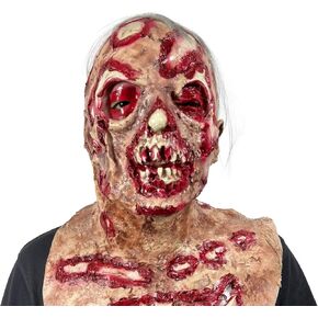Halloween Scary Zombie Head Mask for Adults Vampire Mask Bloody Realistic Biochemical Monster Latex Prop for Scary Cosplay & Party Costume