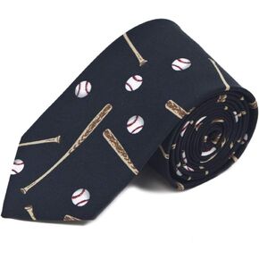 Men's Baseball Bats and Balls Black Novelty Tie
