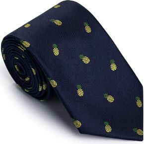 HAWSON Tropical Pineapple Modern Tie 3 Inch Width Hawaiian Jacquard Necktie for Luau Parties, Resort Vacations Vibrant Summer Wedding Accessories & Gift Box Option