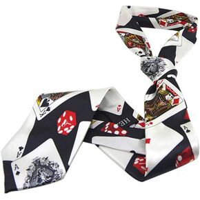 TOYANDONA Playing Cards Ties Neckties Poker Dice Printing Necktie Party Costume Dress Up Supplies (Black), 75 cm