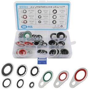 60PCS AC O Ring Kit A/C Compressor Seal Kit Rubber Washer O-Rings Assortment Car Accessories Gasket for BC-6002 BC-6003 BC-6005 BC-170019 BC-6009 BC-6010 BC-6001 BC-6004 BC-6003a