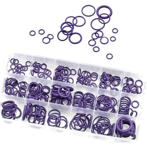 Pack-270 Car Care Air Compressor Set O-Ring مجموعة متشابهات ، 18 أحجام من حلقات ختم مرنة مقاومة للدرجات الحرارة المرتفعة ومقاومة للماء ، مع صندوق تخزين ، عالمي للسيارات (الأرجواني)