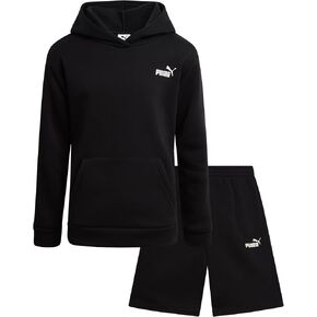 PUMA Boys' Shorts Set - 2 Piece Soft Fleece Matching Athletic Pullover Hoodie Sweatshirt and Shorts for Boys (Sizes: 8-16)