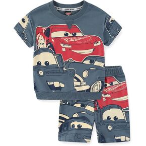 Disney Cars Boys 2 Piece French Terry Short Sleeve T-Shirt and Shorts Set for Big Kids