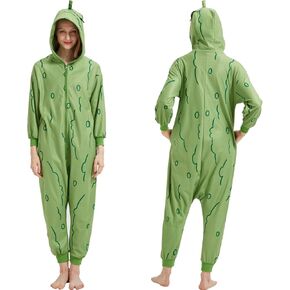 Pickle Adult Onesie - Fun Cucumber Halloween Costume - Fruit & Vegetable One-Piece Cosplay Suit for Men and Women