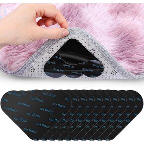 10 Pcs Hardwood Floors Rug Pad Gripper Tape Non-Slip Carpet Corner Grip Double Sided Reusable Rug Tape Non Curl Cloud Carpet Side Gripper for No Damage Indoor Tiles Home Decor Keep Flat