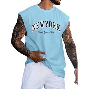 Verdusa Men's Vintage Graphic Tees Men Letter Print Tank Tops Round Neck Sleeveless Shirts