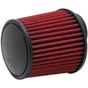 AEM 21-202DOSK Universal DryFlow Clamp-On Air Filter: Round Tapered; 2.75 in (70 mm) Flange ID; 5 in (127 mm) Height; 5.5 in (140 mm) Base; 4.75 in (121 mm) Top
