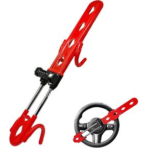 KAYCENTOP Universal Combination Steering Wheel Lock Anti-Theft Car Device, Heavy-Duty Security Wheel Locks for Cars with Adjustable Length, Keyless Code Car Lock Fit Most Vehicles, Red