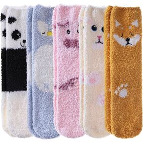 DYW Fuzzy Socks for Women Soft Cozy Fluffy Winter Warm Slipper Socks Home Sleeping Animal Socks