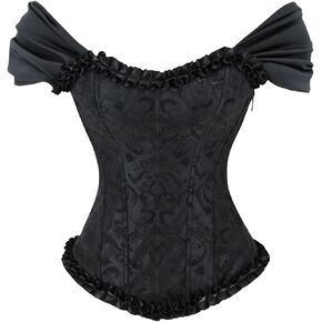 SOLY HUX Women's Off the Shoulder Corset Bustier Lace Up Boned Overbust Corset Bodyshaper Tops
