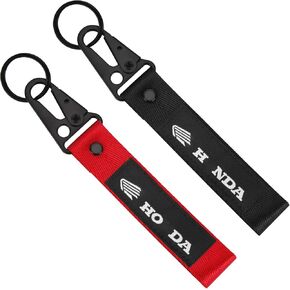 2PCS Black and Red Fabric Keychain for Motorcycle Keychain, Car, Heavy Duty