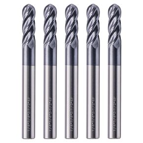 BestParts High Performance 5pcs Solid Carbide Ball Nose End Mills, AlTiN Coated, 4 Flute, 30 Degree Helix, 1/4" Cutting Diameter, 1/4" Shank Diameter, 3/4" Length of Cut, 2-1/2" Overall Length