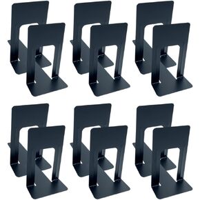 Huron Large 9" Steel Non-Skid Metal Book Ends for Shelves Heavy Duty Bookends, Black, Pair (1/3/8/24/72 pr) (1)
