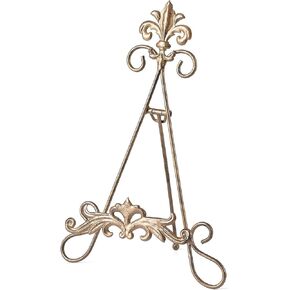 13.8" H Fleur-de-Lis Easel Stand,Metal Book Stand, Plate Holder Display Stand, Picture Frame Stand, Home Decor (Bronze)