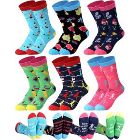 6 Pairs Funny Runner Socks for Women Novelty Running Cotton Crew Socks Marathon Gifts for Running Lovers