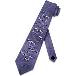Three Rooker Religious Ties Mens John 3:16 Bible Verse Necktie Christian Tie for Men