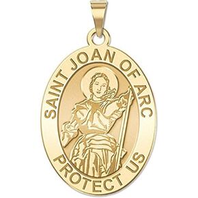 PicturesOnGold.com Saint Joan of Arc Religious Medal - 1/2 X 2/3 Inch Size of Dime, Solid 14K Yellow Gold