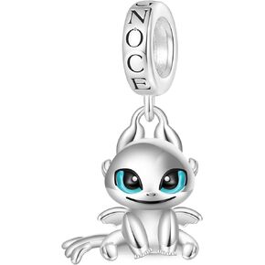 GNOCE How To Train Your Dragon Pendant Dangle Charm for Women, S925 Sterling Silver Dangle Charms for Women Wife, Valentine‘s Day, Mother’s Day Jewelry (Light Fury)