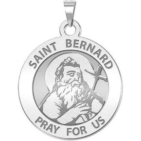 PicturesOnGold.com Saint Bernard of Menthon Round Religious Medal - 3/4 Inch Size of a Nickel -Sterling Silver