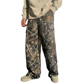 SHENHE Boy's Camo Cargo Pants Straight Leg Elastic Waist Hiking Outdoor Casual Loose Pants