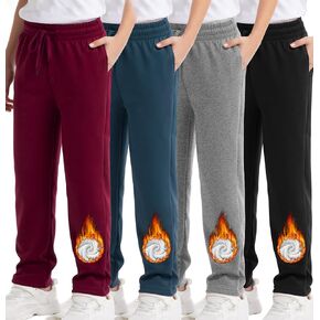 1/4 Pack Boys Spectpants Fleece مبطن مفتوح القاع القاع الشبان الرياضي للركض مسار الركض مع جيوب للأطفال