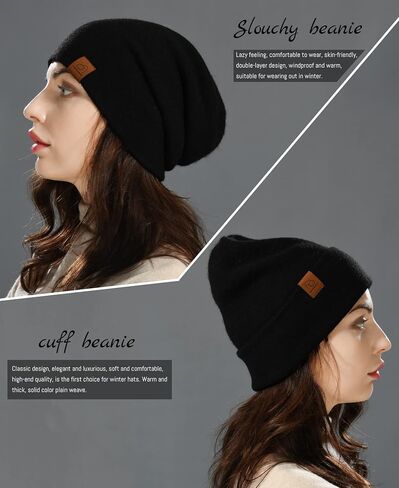 jaxmonoy Slouchy Knit Beanies Winter Hats for Women Men Soft Warm Reversible Slouch Cuffed Skull Knitted Beanie Cap in Kuwait