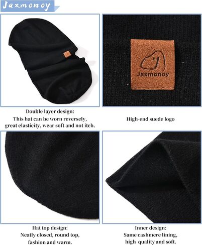 jaxmonoy Slouchy Knit Beanies Winter Hats for Women Men Soft Warm Reversible Slouch Cuffed Skull Knitted Beanie Cap in Kuwait