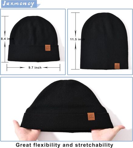 jaxmonoy Slouchy Knit Beanies Winter Hats for Women Men Soft Warm Reversible Slouch Cuffed Skull Knitted Beanie Cap in Kuwait