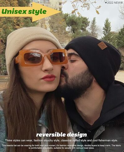 jaxmonoy Slouchy Knit Beanies Winter Hats for Women Men Soft Warm Reversible Slouch Cuffed Skull Knitted Beanie Cap in Kuwait