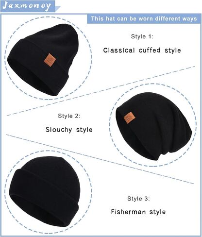 jaxmonoy Slouchy Knit Beanies Winter Hats for Women Men Soft Warm Reversible Slouch Cuffed Skull Knitted Beanie Cap in Kuwait