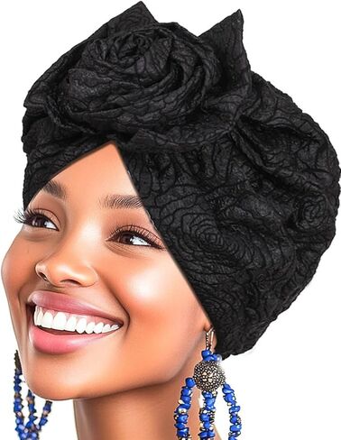 Woeoe Flower Pretied Church Hats African Head Wraps Floral Print Elastic Turbans for Women in Kuwait
