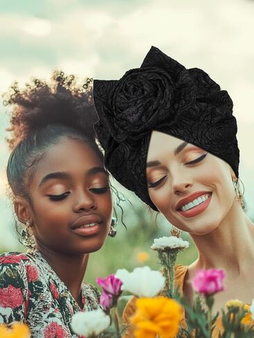 Woeoe Flower Pretied Church Hats African Head Wraps Floral Print Elastic Turbans for Women in Kuwait