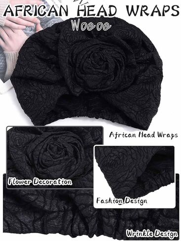 Woeoe Flower Pretied Church Hats African Head Wraps Floral Print Elastic Turbans for Women in Kuwait