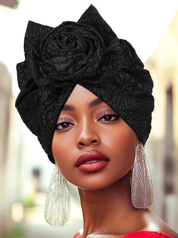 Woeoe Flower Pretied Church Hats African Head Wraps Floral Print Elastic Turbans for Women in Kuwait