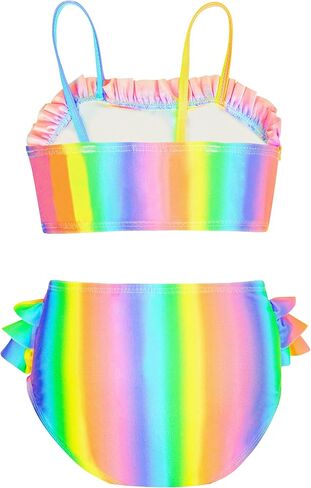 4-8Y Girls Bikini Swimsuit, Unicorn 2 Piece Bathing Suit for Kids UPF 50+ Rainbow Spaghetti Swimwear Swimming Suit in Saudi Arabia