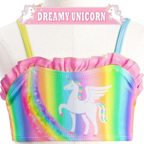 4-8Y Girls Bikini Swimsuit, Unicorn 2 Piece Bathing Suit for Kids UPF 50+ Rainbow Spaghetti Swimwear Swimming Suit in Saudi Arabia