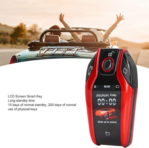 Lcd Smart Key Push Start Ignition Kit Universal TK800+ LCD Smart Key Remote Keyless Entry for All Start Stop Engine Button (Red) in Saudi Arabia