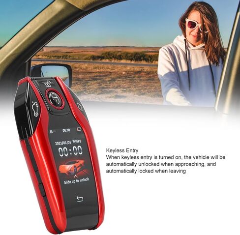 Lcd Smart Key Push Start Ignition Kit Universal TK800+ LCD Smart Key Remote Keyless Entry for All Start Stop Engine Button (Red) in Saudi Arabia