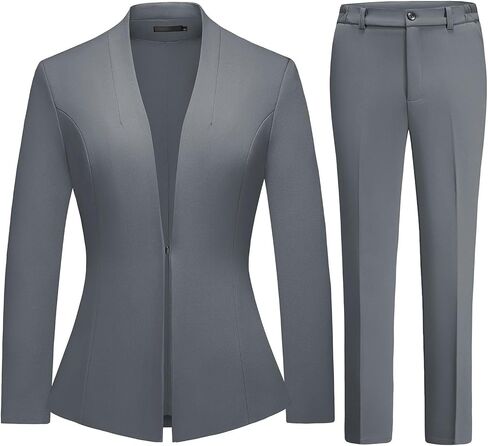 Lamgool Women Suit 2 Piece Open Front Blazer Pants Set Slim Fit Business Casual Outfits in Saudi Arabia