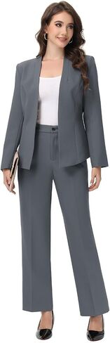 Lamgool Women Suit 2 Piece Open Front Blazer Pants Set Slim Fit Business Casual Outfits in Saudi Arabia