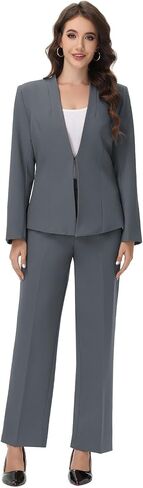Lamgool Women Suit 2 Piece Open Front Blazer Pants Set Slim Fit Business Casual Outfits in Saudi Arabia