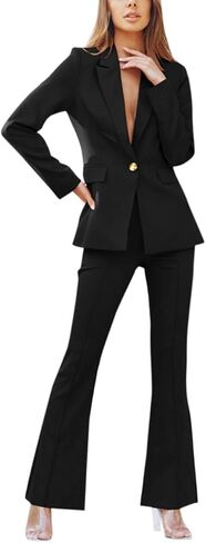 YYNUDA Women's 1 Button 2 Piece Lady Suit Set Office Work Solid Blazer Jacket and Pants in Saudi Arabia