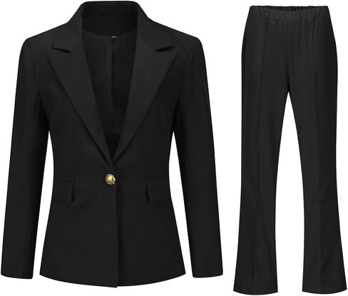 YYNUDA Women's 1 Button 2 Piece Lady Suit Set Office Work Solid Blazer Jacket and Pants in Saudi Arabia