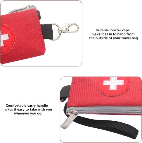 EpiPen Carrying Case, 2 Pack Emergency Medical Bag with Carabiner, Medicine Bag for EpiPens, Asthma Inhaler, Auvi-Q,Eye Drops,Anti-Histamine,Allergy Medication (Red) in Kuwait