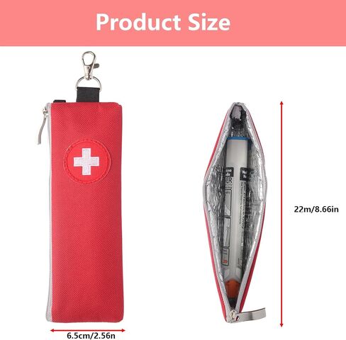 EpiPen Carrying Case, 2 Pack Emergency Medical Bag with Carabiner, Medicine Bag for EpiPens, Asthma Inhaler, Auvi-Q,Eye Drops,Anti-Histamine,Allergy Medication (Red) in Kuwait