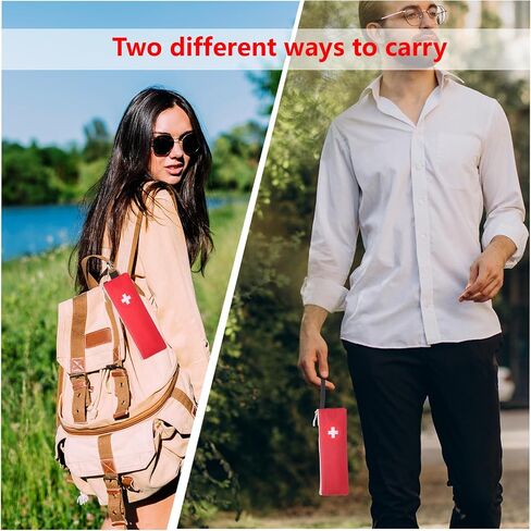 EpiPen Carrying Case, 2 Pack Emergency Medical Bag with Carabiner, Medicine Bag for EpiPens, Asthma Inhaler, Auvi-Q,Eye Drops,Anti-Histamine,Allergy Medication (Red) in Kuwait