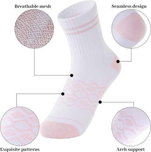 Women Cushioned Crew Socks Athletic Lightweight Comfy Breathable Sports Socks 6 Pairs in Saudi Arabia