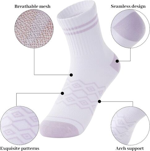 Women Cushioned Crew Socks Athletic Lightweight Comfy Breathable Sports Socks 6 Pairs in Saudi Arabia